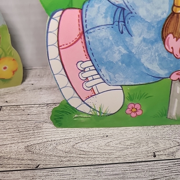 2 Vintage EUREKA Fuzzy Flocked EASTER Die Cut Decorations Paper Bunny - Picture 6 of 6